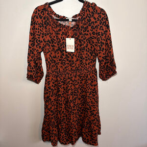Women's Knox Rose Rust Black Animal Print Mini Dress S